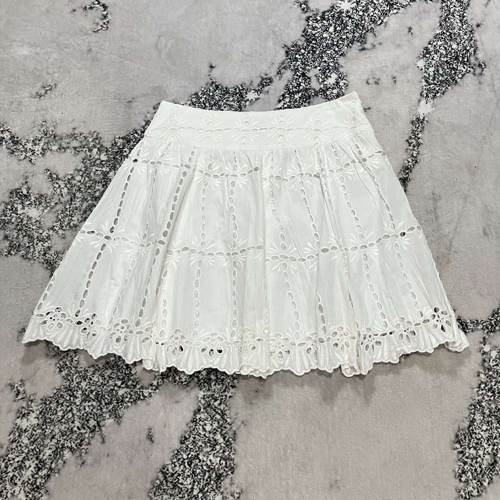 INC International Concepts White Eyelet Skirt Womens Size 14 NWT Cotton